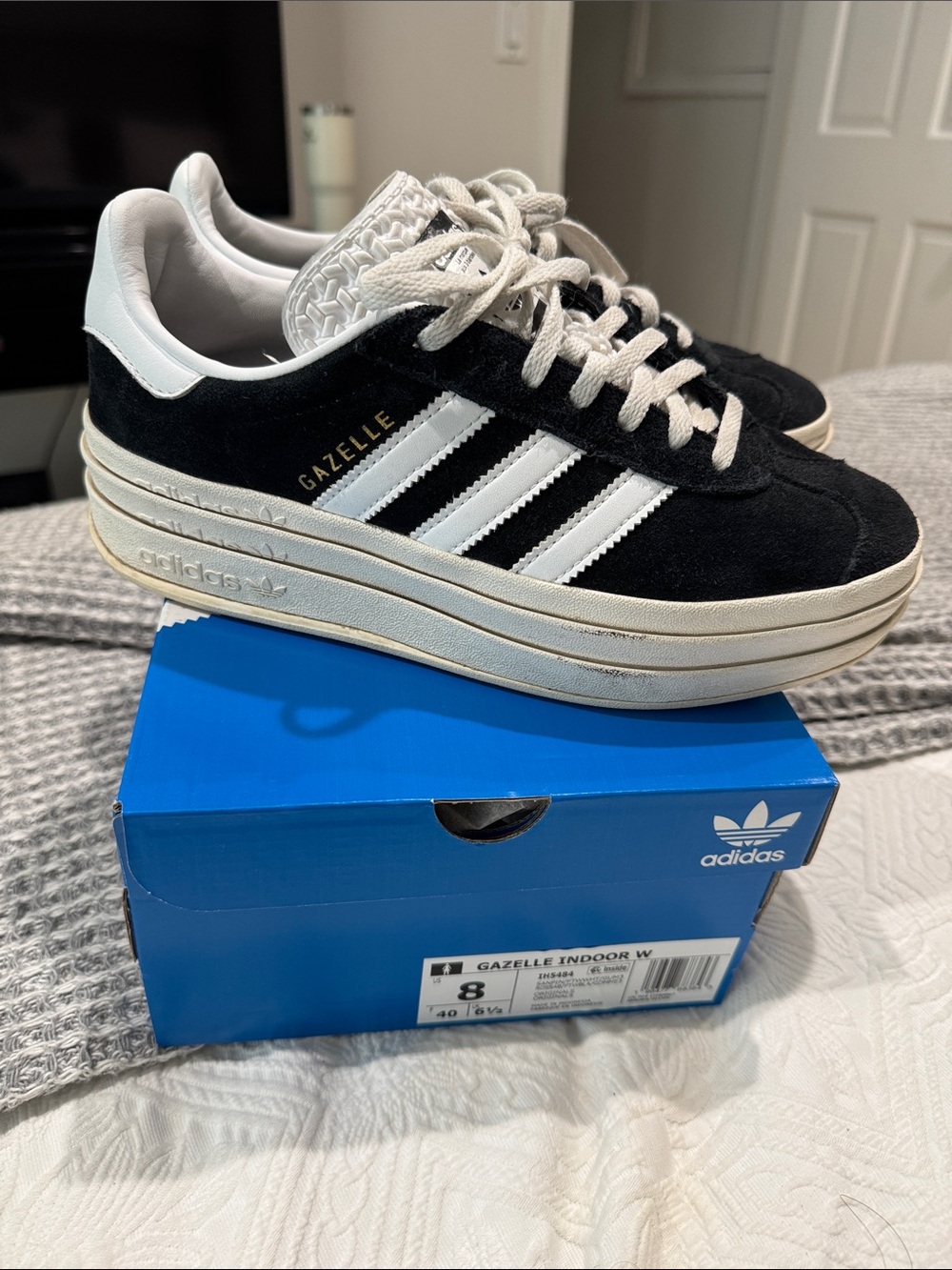 adidas Gazelle Indoor W Black & White Suede Low-Top Sneakers